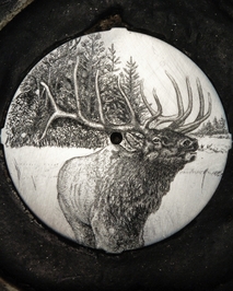 Hand engraved elk watch dial progression 3