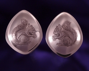 Hand engraved  gold squirrel earrings