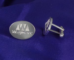 Company logo cuff links , sterling silver